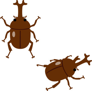 上から見たオスのカブト虫のデフォルメイラスト