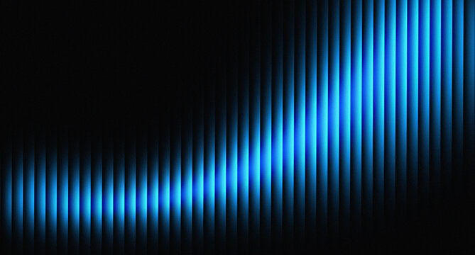 Abstract blue neon vertical lines on dark background, futuristic technology wave pattern wallpaper.