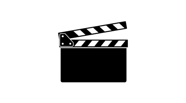 Film director holding black clapperboard with striped top in studio for movie production event