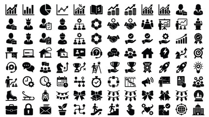 Obraz premium Collection of black business and finance icons