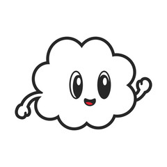 Fototapeta premium Cute cloud character vector isolated on white background
