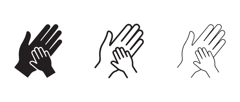 Hands waving goodbye or hello in different styles and colors  various illustrations of palms and fingers