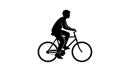 Obraz premium Silhouette of a person riding a bicycle isolated on white.