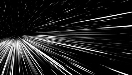Obraz premium Black and white abstract with streaks of light creating a sense of rapid movement or travel through a dark tunnel