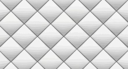 Obraz premium Seamless White Quilted Diamond Pattern Vector Background. Luxurious Geometric Texture with Soft Padded Effect for Elegant Design, Upholstery, and Modern Decor Themes
