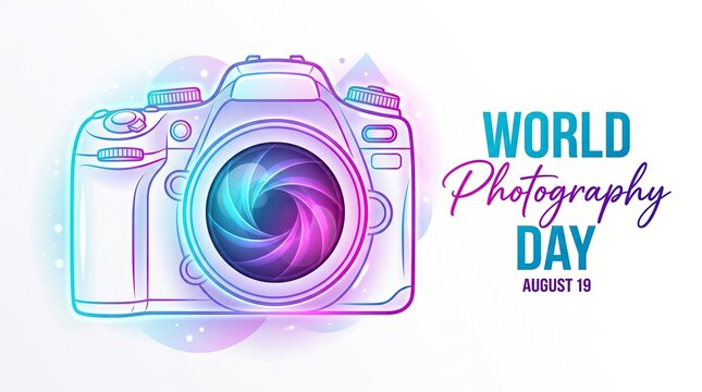 World photography day illustration dslr camera august 19th celebration