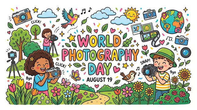 Celebrating world photography day diverse people and equipment for capturing memories