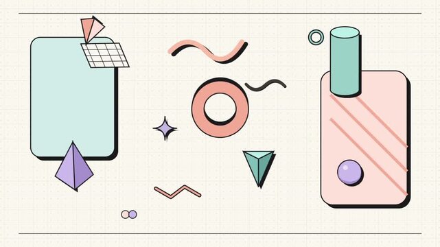 Pastel Memphis Geometric Shapes Motion Background