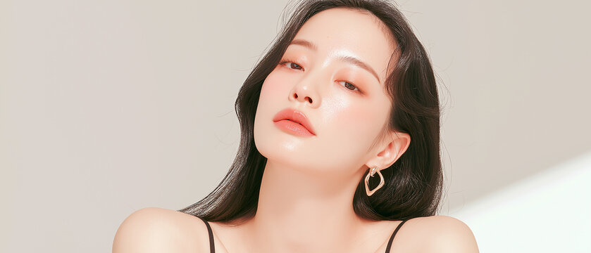 美容, 女性, スキンケア, 化粧品, ビューティー, 若い女性, 美肌, 日本人, アジア人, フェイシャル, メイク, 美容液, 保湿, クリーム, エイジングケア, 美容医療, エステ, 美容クリニック, 肌ケア, ナチュラルメイク, 透明感, ツヤ肌, モデル, 笑顔, ポートレート, クローズアップ, リラックス, 癒し, 健康的, 美白, コラーゲン, ヒアルロン酸, アンチエイジング