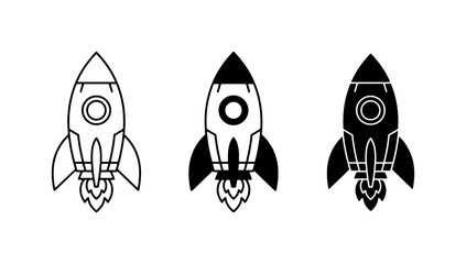 Rocket Ship Icons: Spacecraft Vector Set, Launching, Exploration, Technology © Niloy