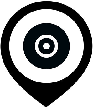 Disc icon with black pin badge for disc cd dvd record media circle music rom status level music disc cd rom disc media disc status on transparent background