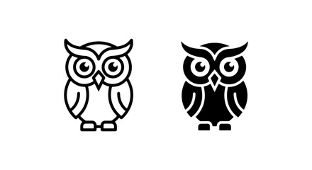 Fototapeta premium Minimalist Owl Icons, Vector Art, Simple Bird Graphics, Nature Symbols