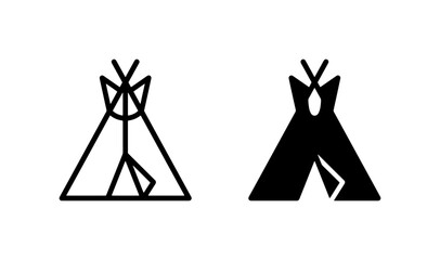 Tipi Tent Icons, Native American Dwelling Symbols, Indigenous Shelter Vector Art © Abdullah