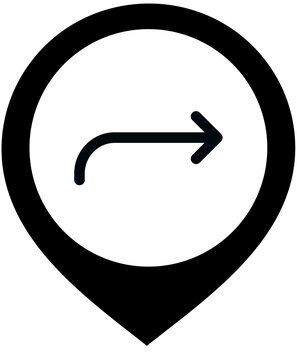 Return Up Forward icon with black pin badge for return forward arrow next up navigation status level state mode return forward up arrow on transparent background