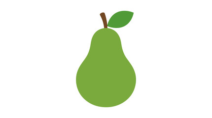 Pear fruit with a green leaf stands as a simple illustration on a white background. © Awais