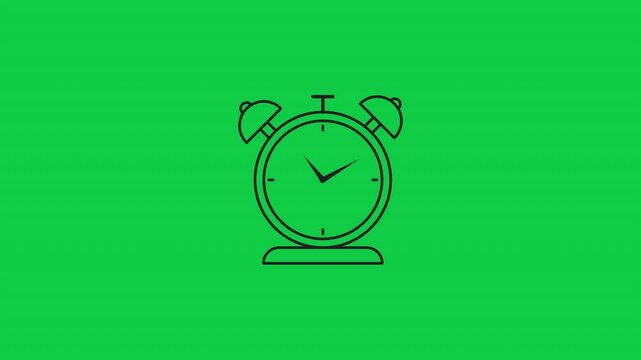 Animated outline footage of table clock icon symbolizing time, schedule, and productivity in modern business, daily routine, and workflow management in green screen background 