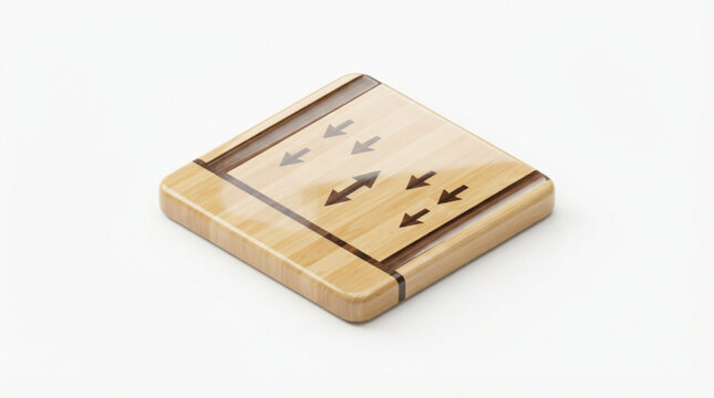 Polished wooden bowling lane segment featuring embedded directional arrow markers for precision aiming on a clean isolated white studio background