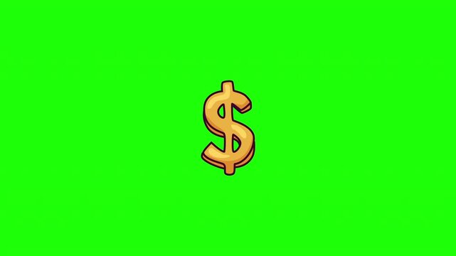 Animated dollar sign doodle icon, hand-drawn flat vector line art with wiggle effect, looping motion graphic for finance, money and business design