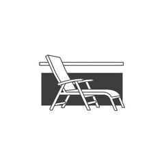 Fototapeta premium Minimalist vector illustration of a comfortable outdoor lounge chair, perfect for relaxation, sunbathing, and serene vacation leisure moments
