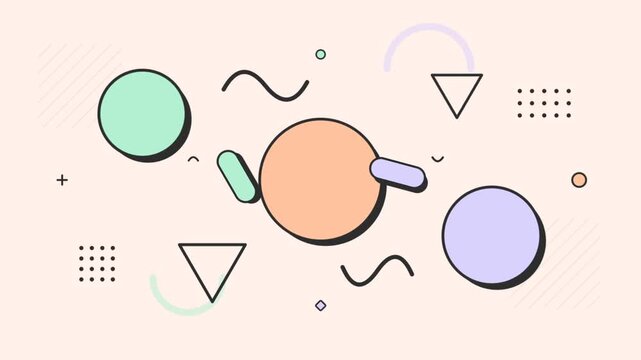 Abstract Memphis Geometric Shapes Video Background
