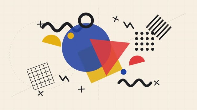 Memphis Style Abstract Geometric Shapes Motion Graphic Video Background