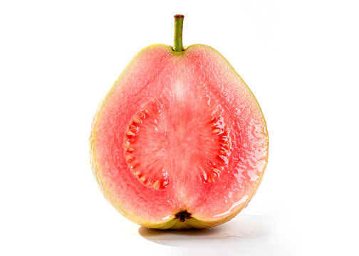Cross section pink pulp guava fruit closeup