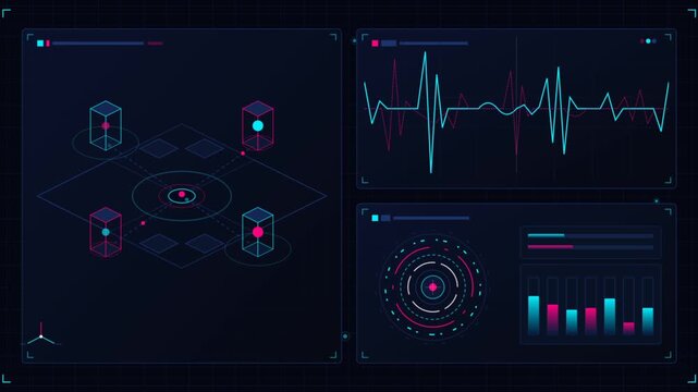 Futuristic Digital Data Dashboard HUD Interface Screen Motion Background