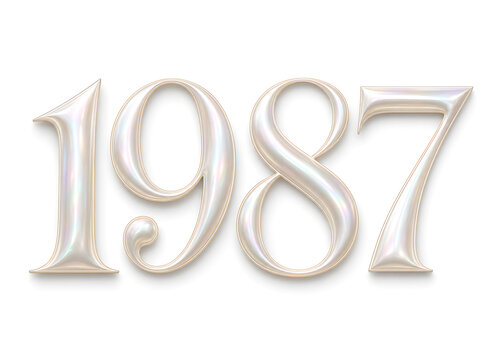 The metallic numeral 1987 is prominently displayed on a white background