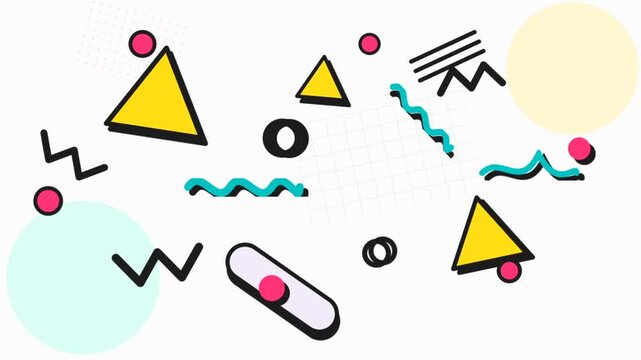 Memphis Style Geometric Abstract Motion Graphic Background Video