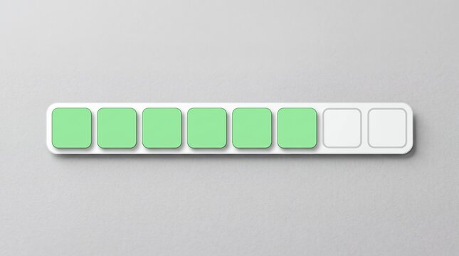 Progress Bar Loading Indicator with Green Squares and White Squares.