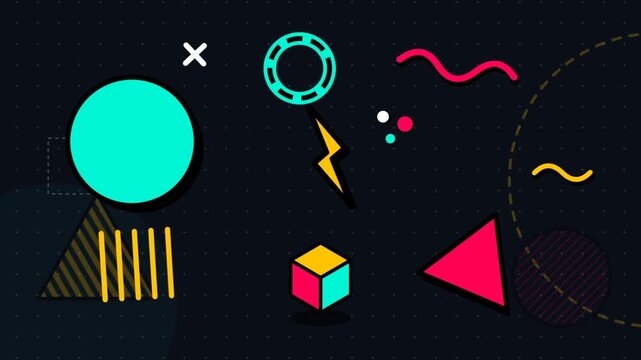 Memphis Style Abstract Geometric Motion Graphics Background