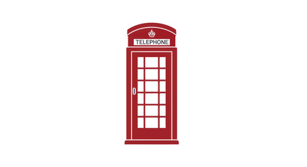 Obraz premium A classic red British telephone booth isolated on a clean white background.