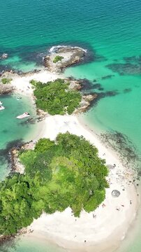 Angra dos Reis, Rio de Janeiro. Catagu&aacute;s Island. Aerial view, establishing shot.