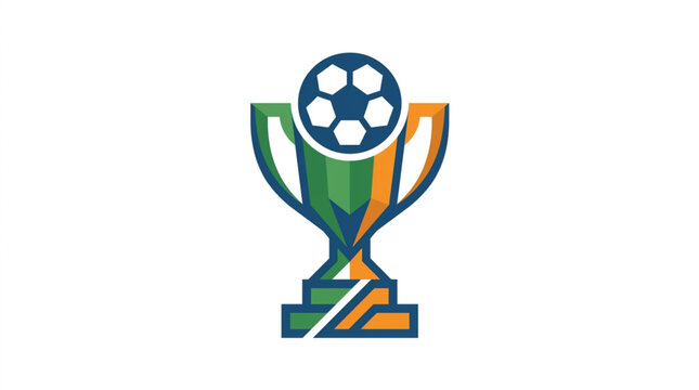 Colorful Soccer Trophy Cup with Ball on Top.