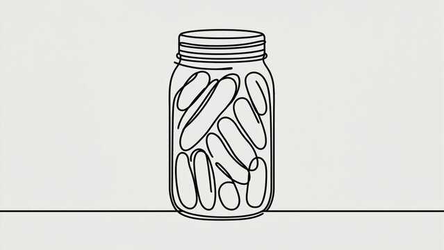 line art of pickle jar on white background illustration.ai 
