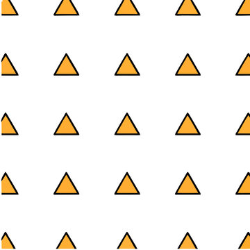 Seamless pattern of orange triangles with black outline