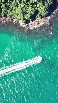 Angra dos Reis, Rio de Janeiro. Catagu&aacute;s Island. Aerial view, establishing shot.