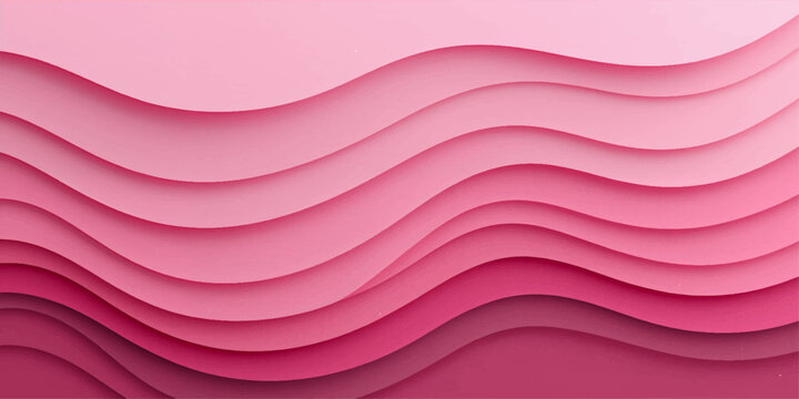 Elegant pink ombre gradient papercraft backdrop with smooth multi-layer wavy shapes