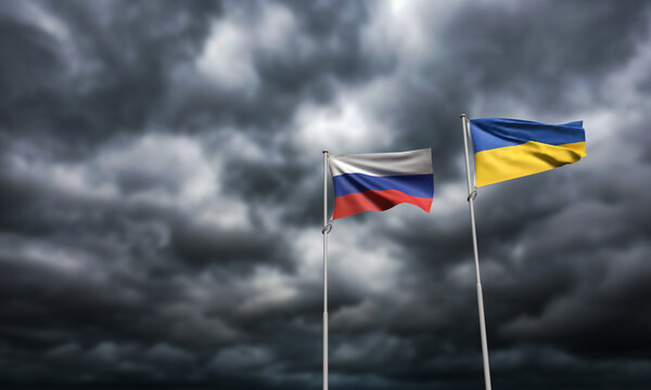 Russia ukraine flag country national cloudy background russian ukrainian military soldier war politic government kiev europe attack border russia ukraine diplomacy peace freedom relation crimea fight 