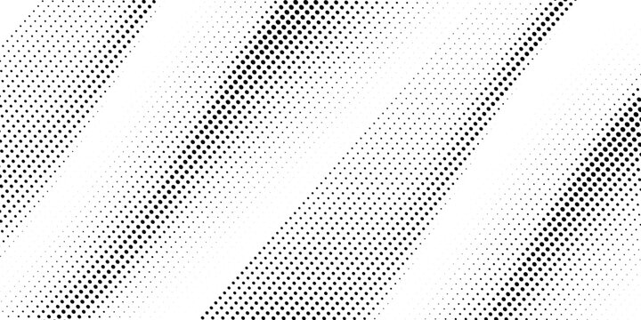 Minimalist abstract background featuring a stark black halftone dot matrix grid layout on a clean white field. This high-contrast geometric wave pattern is perfect for urban pop-art design layouts.