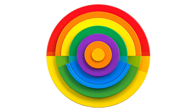 Concentric, rainbow colored, layered circles on a plain black background