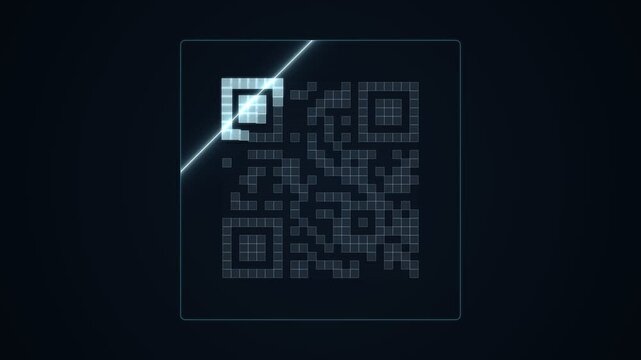 Futuristic QR Code Scan with Diagonal Laser Light Sweep