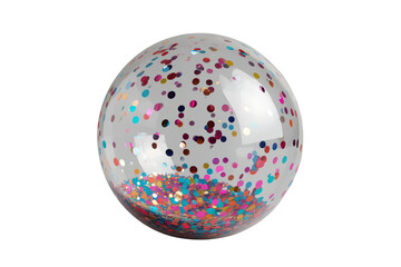 Obraz premium Clear balloon filled with colorful sparkling confetti, perfect for parties, birthdays, and celebrations, on transparent background
