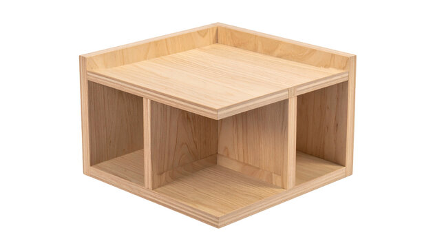 Simple wooden cube-shaped shelf with two open compartments