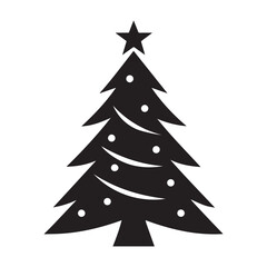 Obraz premium Christmas tree silhouette icon vector illustration