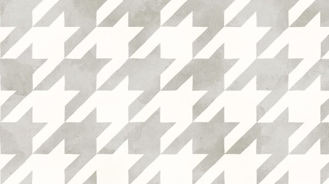 Hand drawn houndstooth pattern background video: large pattern, gray, loop