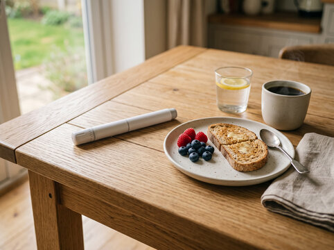 Slimming pen with breakfast plate
