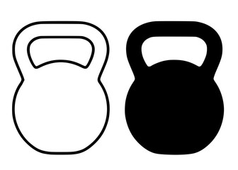 Fototapeta premium Minimalist kettlebell icon in outline and silhouette design