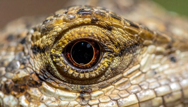 Close-up of a Reptiles Eye - Intricate Scales and Intense Gaze.