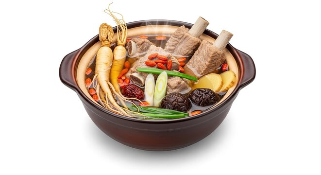 Hearty Korean Galbitang Soup with Beef Ribs, Ginseng, and Goji Berries